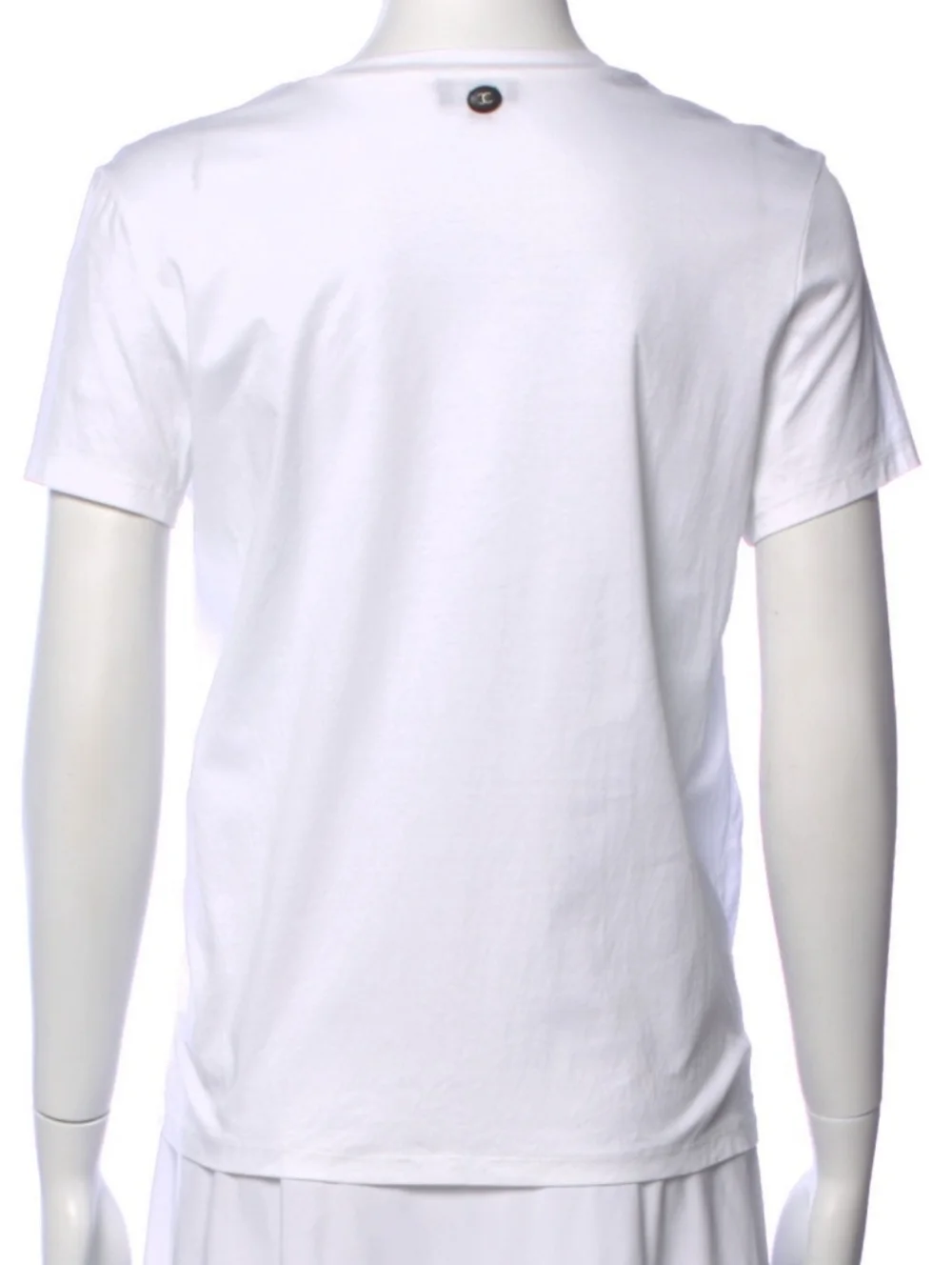 CHANEL White Cotton Tee with Navy Gabrielle Logo